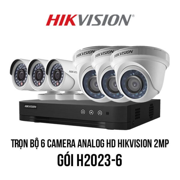 Trọn bộ 6 camera Analog HD HIKVISION 2MP giá rẻ ( Trắng - Đen, 2MP (1920x1080) )