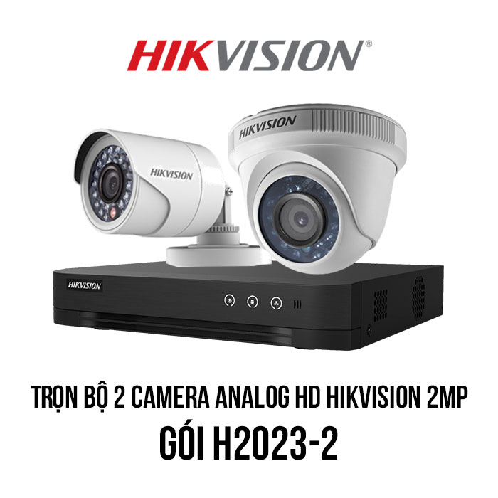 Trọn bộ 2 camera Analog HD HIKVISION 2MP giá rẻ ( Trắng - Đen, 2MP (1920x1080) )