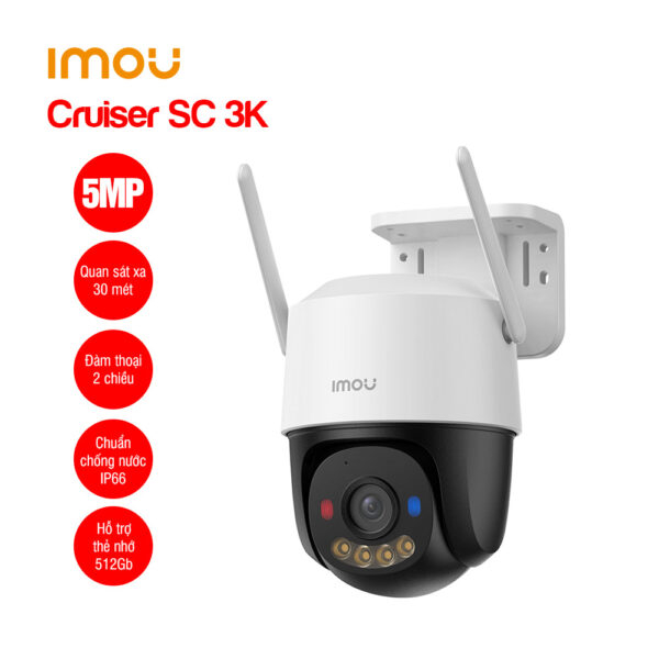 Camera wifi ngoài trời Xoay 360 Imou IPC-K7FP-5H0WE (Cruiser SC 5MP) ( Trắng, 5MP )