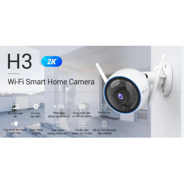 Camera Ngoài Trời Ezviz H3 2K ( Trắng, 3MP ) - ảnh 2