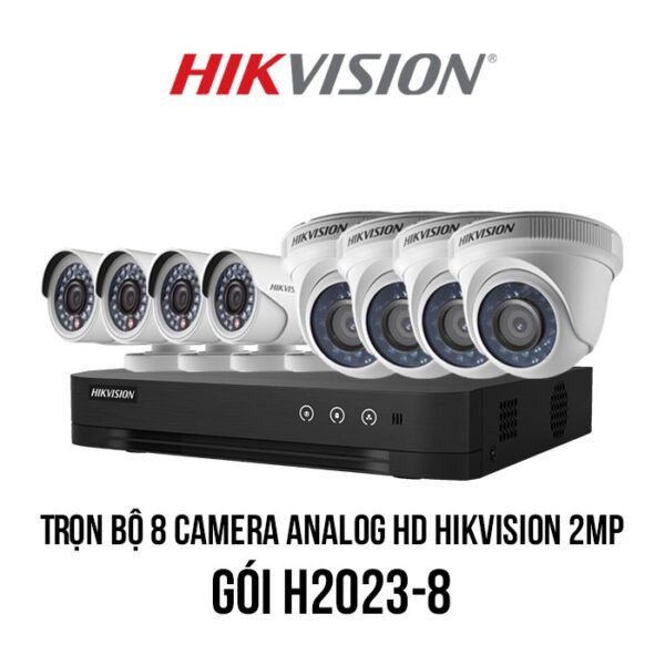 Trọn bộ 8 camera Analog HD HIKVISION 2MP giá rẻ ( Trắng - Đen, 2MP (1920x1080) )