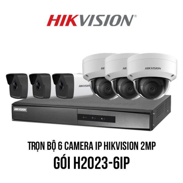 Trọn bộ 6 camera IP Hikvision 2MP giá rẻ ( Trắng - Đen, 2MP (1920x1080) )