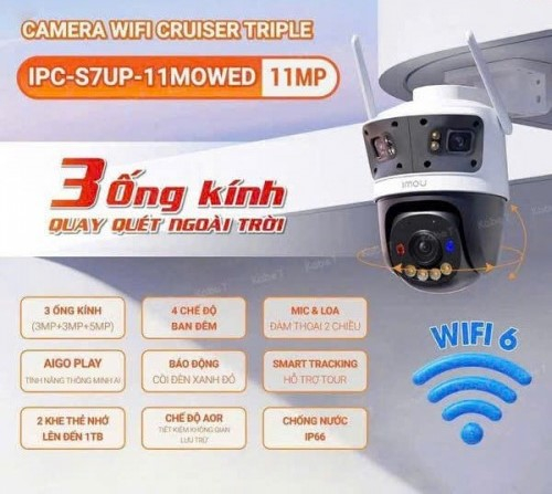 Camera 3 ống kính ngoài trời Imou IPC-S7UP-11M0WED (Cruiser Triple 11MP) ( Trắng, 11MP ) - ảnh 2